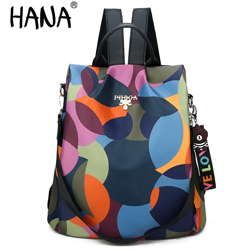 New Fashion Classic Colorful Spliced Female Bag Large Capacity Student Backpack Girl Bag Multi-Functional Waterproof Travel Bag