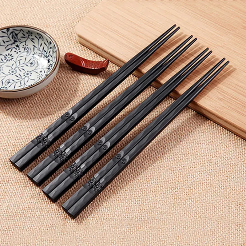 

1 Pair Plastic Chinese Chopstick Non-slip Chopsticks Alloy Chopsticks Reusable Black Chopsticks Durable Sushi Chopsticks