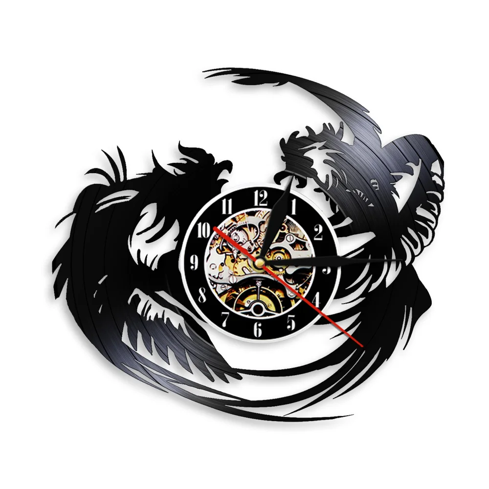 Fighting Roosters Retro Rustic Design Vinyl Record Wall Clock Gamecock Chook Wall Art Animals Clock Watch Kitchen Dining Decor