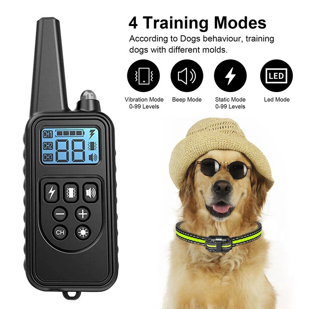 Ошейник для дрессировки собак 800 м 4 режима водонепроницаемый ошейник с вибрацией