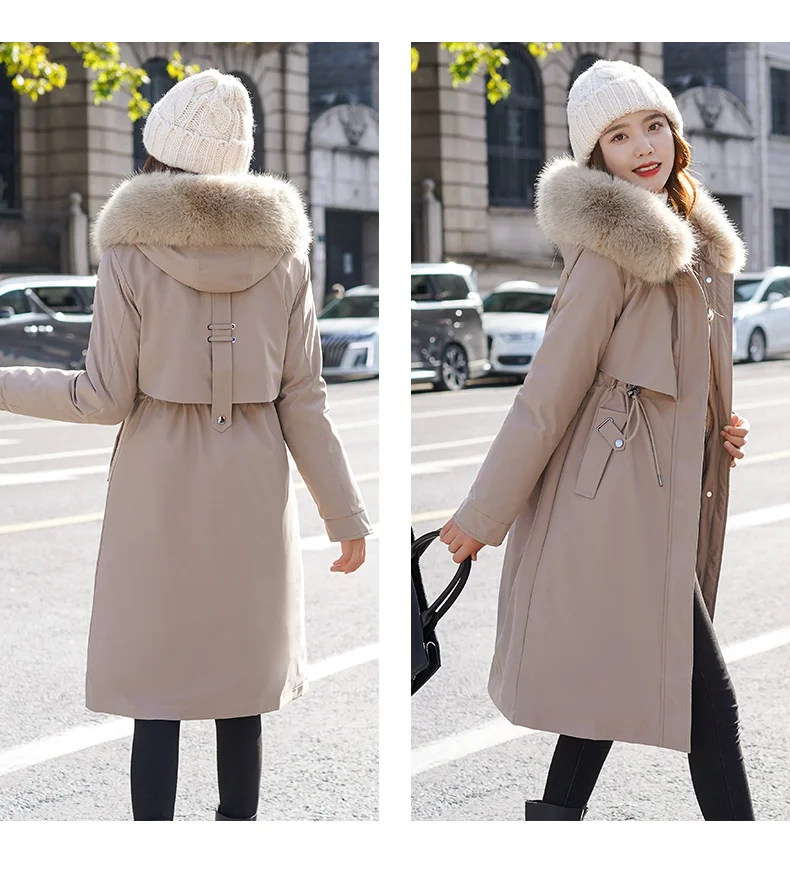 

2021 autumn winter women's coat Korea Women's coat Commuting leisure Double layer down jacket Fluffy hat woman
