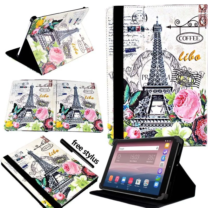 Flower KK&LL для Alcatel OneTouch Pixi 3 10 дюймов-кожаный чехол-подставка для планшета+ Бесплатный стилус - Цвет: Flower