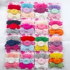 3 шт.компл. детская эластичная шифоновая цветочная ткань однотонная для девочек банты нейлоновая повязка для волос аксессуары для волос