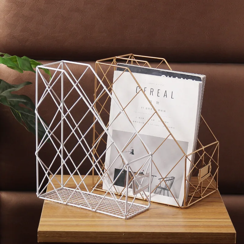 

Office home File Rack Metal Books Storage Shelf Wrought Iron Desktop Storage Rack Shelf Office Rack Stationery Organizer Holder