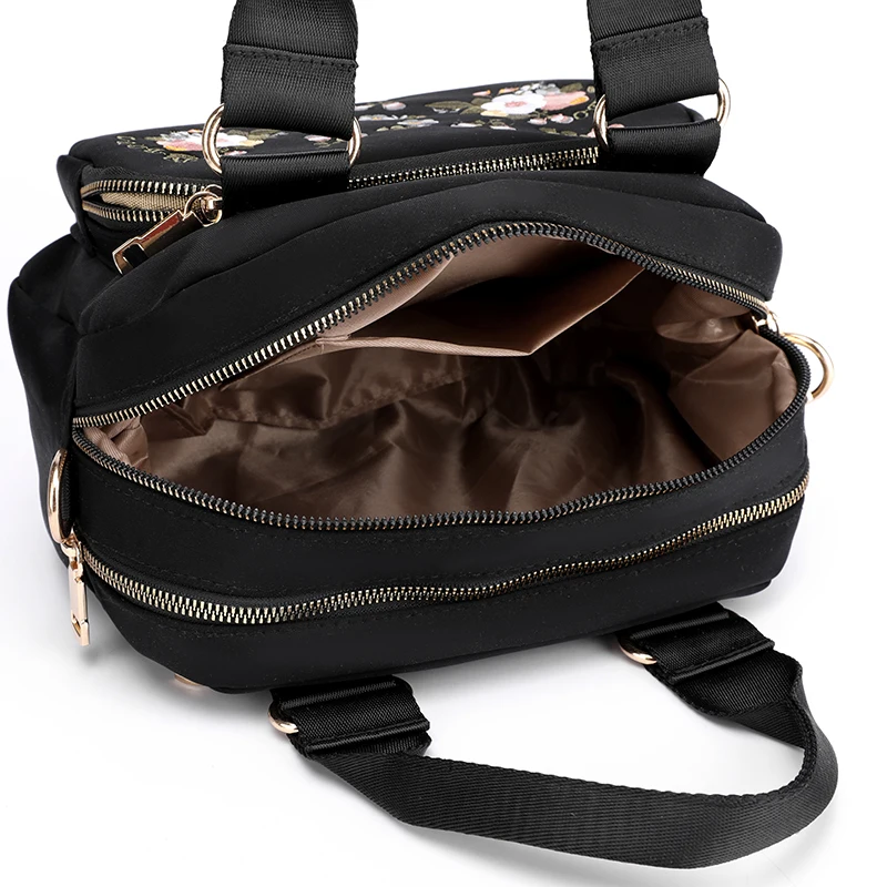 Женская сумка-мессенджер с цветочной вышивкой Маленькая нейлоновая сумка через