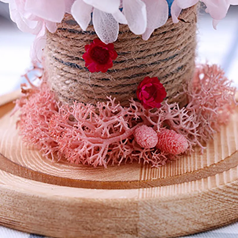 

Wedding Party Red Rose Everlasting With Glass Cover On a Wooden Base For Valentine's Gifts Lamps Romantic Ornament