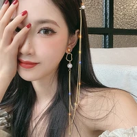 gold color bar long thread tassel drop earrings for women glossy baroque korean earring pearls hair clips pin fashion jewelry