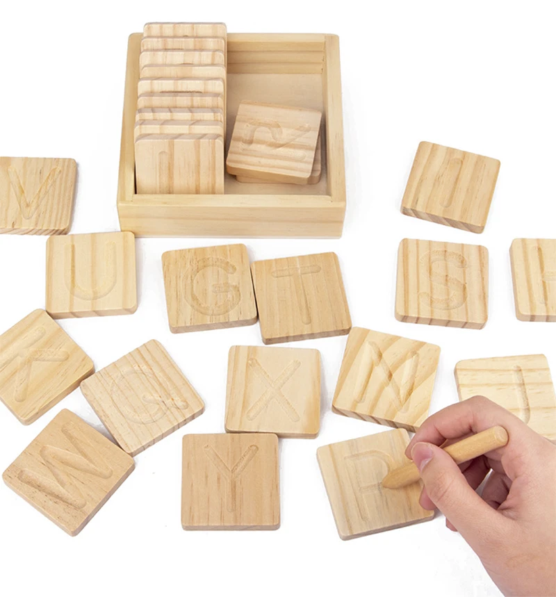 

Children's Wooden Educational Toys Montessori Early Learning Word Spelling Letter Groove Practice Board Pen Control Training