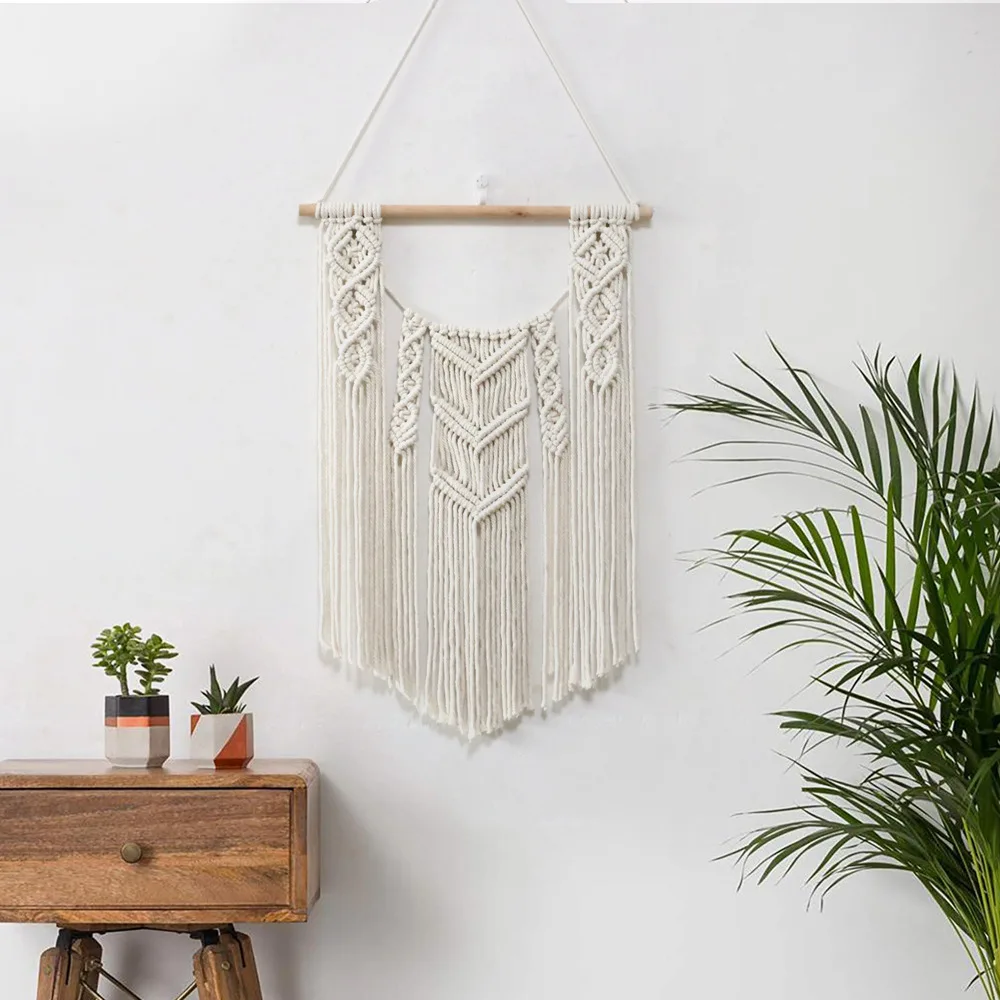 

Hand-woven Macrame Tapestry Wall Hanging Boho Decor Cotton Rope Pendants Room Decoration Farmhouse Dorm Room Decor Gift