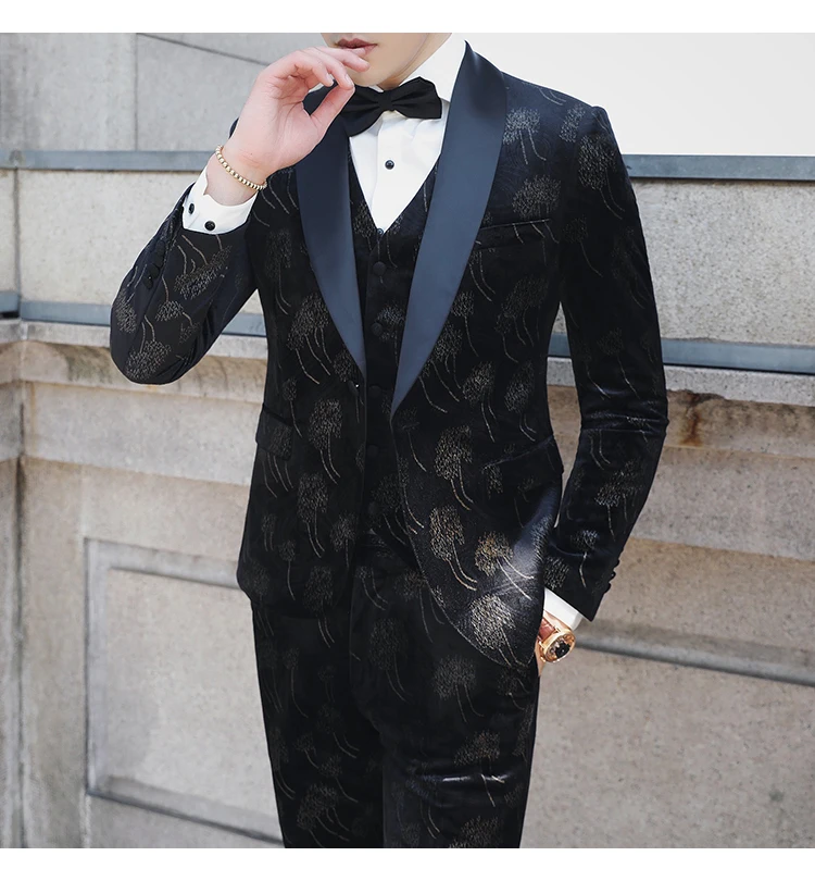 Осень, Vestito Da Sposo, костюм из 3 предметов, мужские свадебные костюмы, костюм с цветочным принтом, Homme Mariage, барочные костюмы для мужчин, 3XL