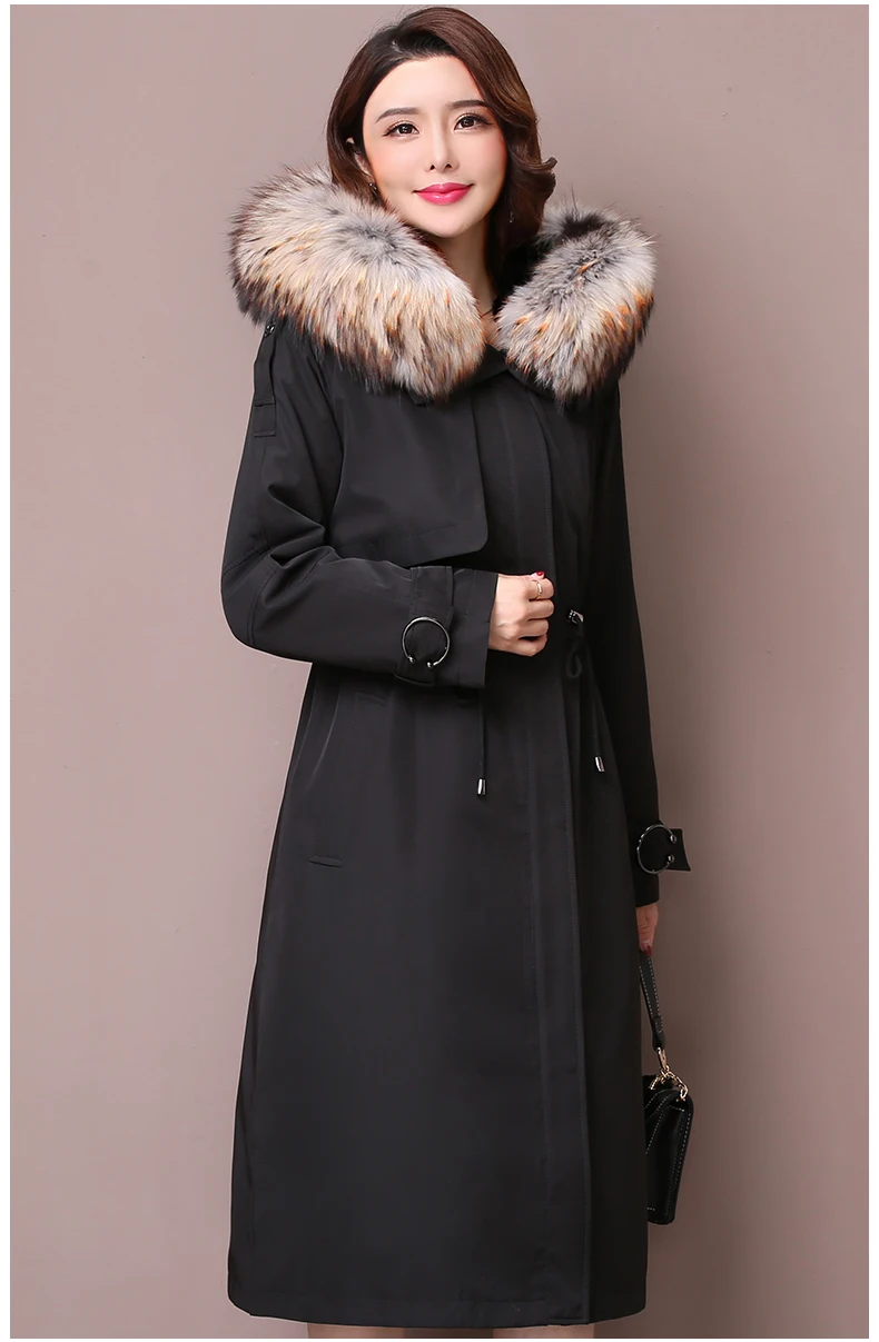 

Winter fashion women real fur coat parka with fur collar rabbit liner jacket Women's winter parka fox collar
