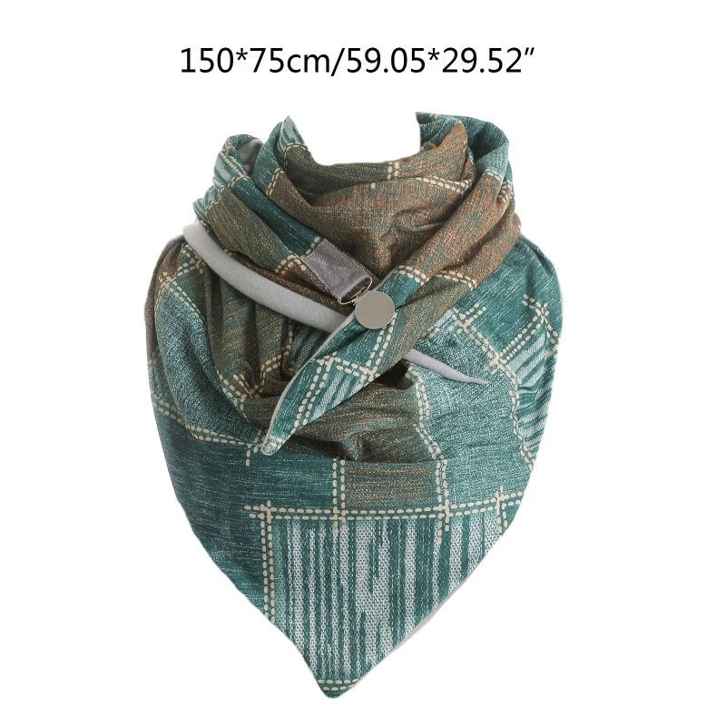 

Women Contrast Color Plaid Large Triangle Scarf with Clip Winter Autumn Neck Warmer Snood Thermal Blanket Poncho Shawl