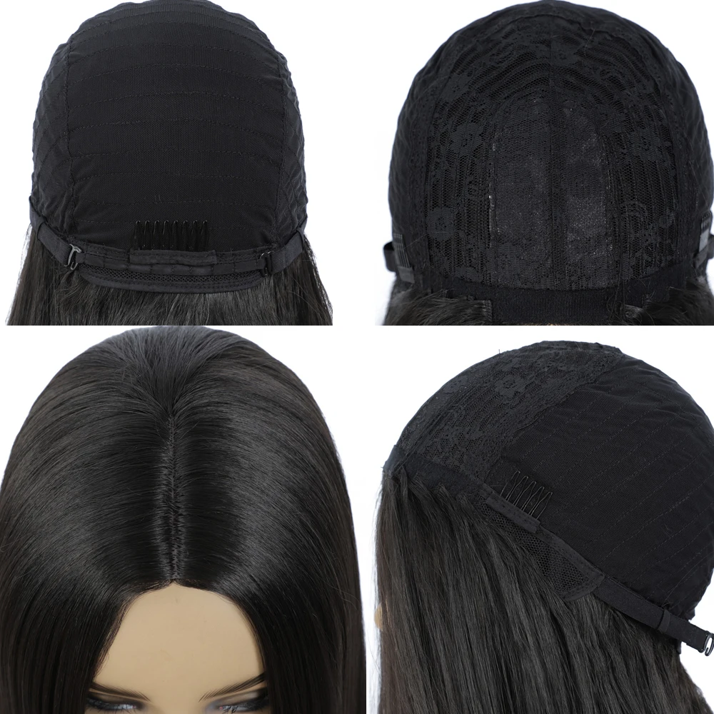 

30 inch Long Body Wave Wigs Brown Wavy Hair For Women Daily Hairstyle Soku Middle Part Non Lace Full Machine Made Synthetic Wig