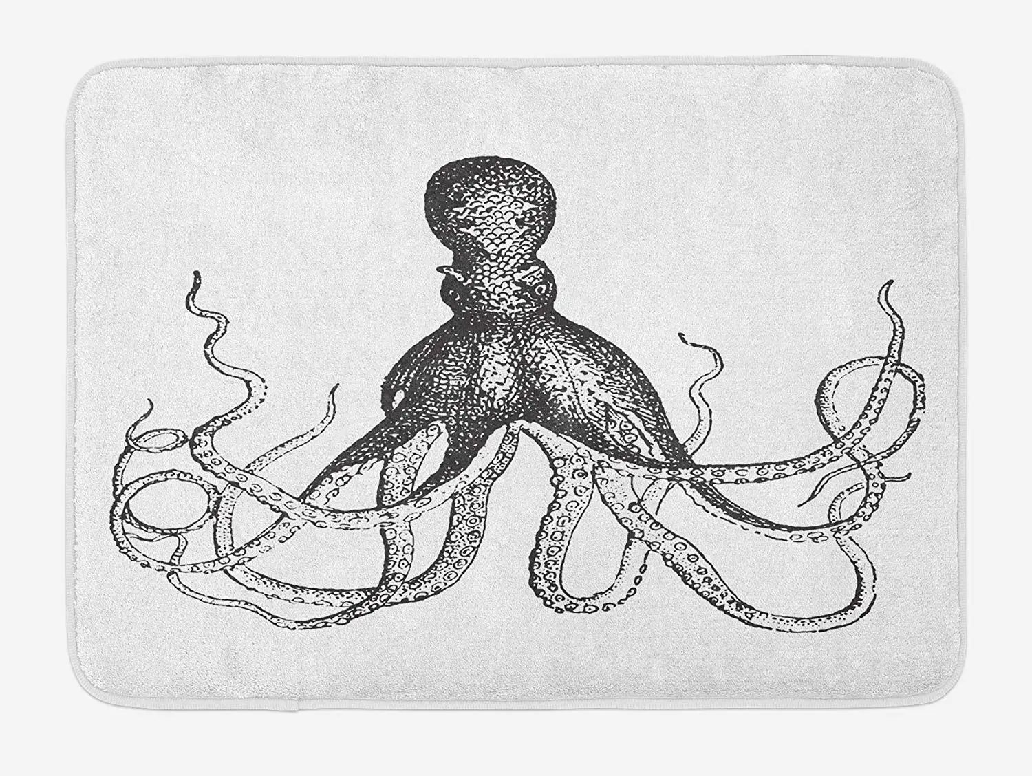 Octopus Doormat Monochrome Marine Animal with Tentacles in Sketch Style Subaquatic Life Artwork Home Decor Door Floor Mat Rugs | Дом и сад