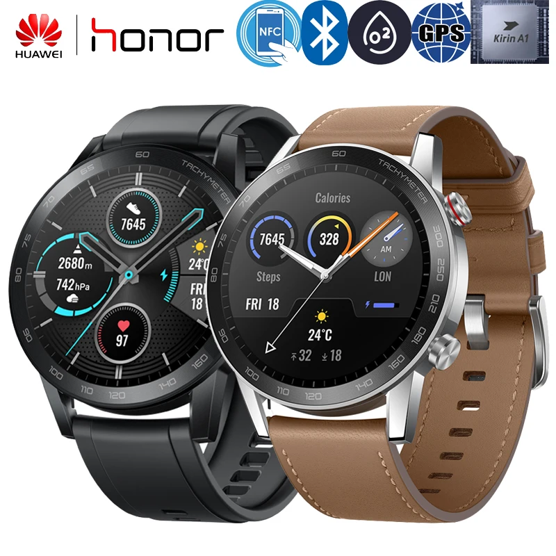 Gps+ ГЛОНАСС huawei Honor Magic 2 Смарт-часы 1,3" AMOLED Always-on display 5 АТМ 14 дней Срок службы батареи крови кислородный трекер здоровья