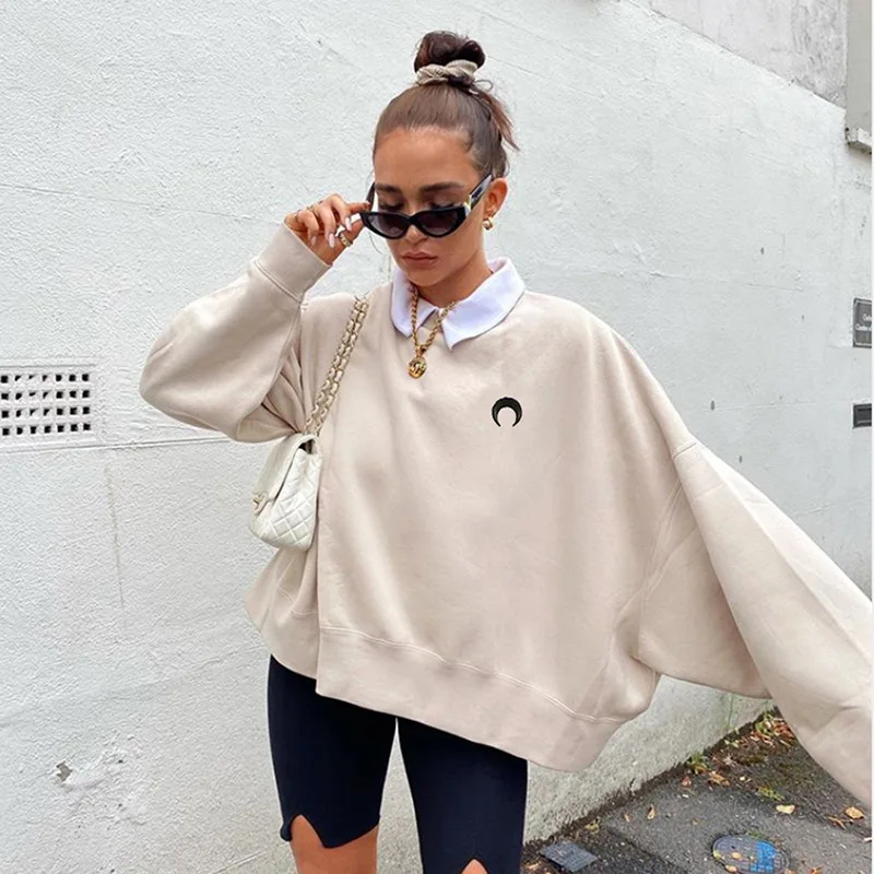 

Women's Sweatshirt Y2k Oversized Hoodie Pullover Long Sleeved O Neck Embroidery Loose Streetwear Women Suit Wholesalers Dropship