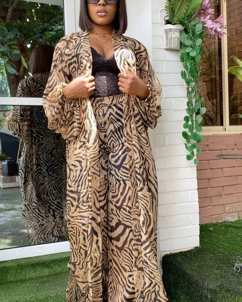 Комплект из 2 предметов платья с Африканским принтом для женщин летняя одежда