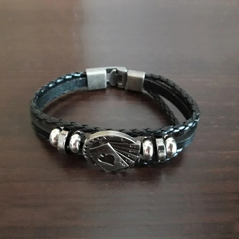 Мужской винтажный кожаный браслет Raja Vegas стильный многослойный Плетеный с