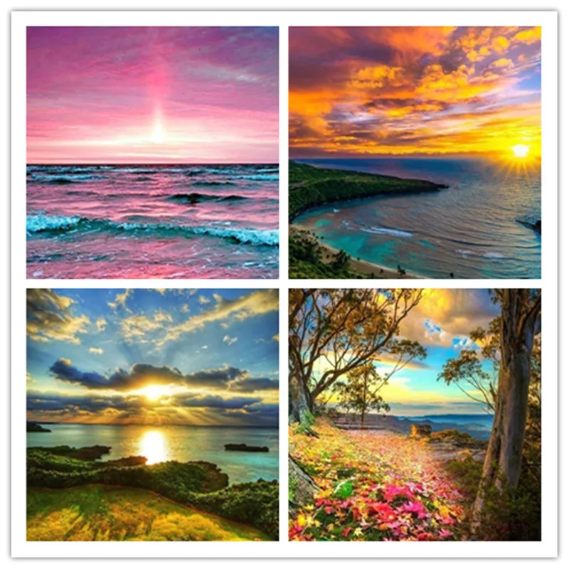 DIY Алмазная вышивка пейзаж закат картина из бисера крестиком украшение дома