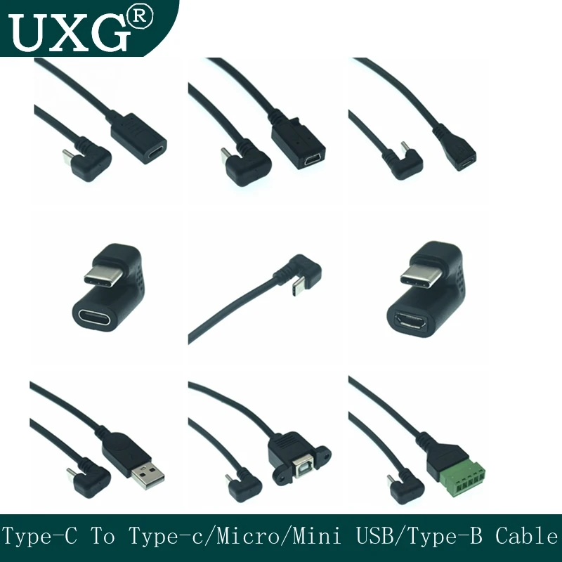 Кабель USB 180 Type-C (штекер)/Micro Type-B (гнездо) 3 1 градусов otg USB-C 25 см