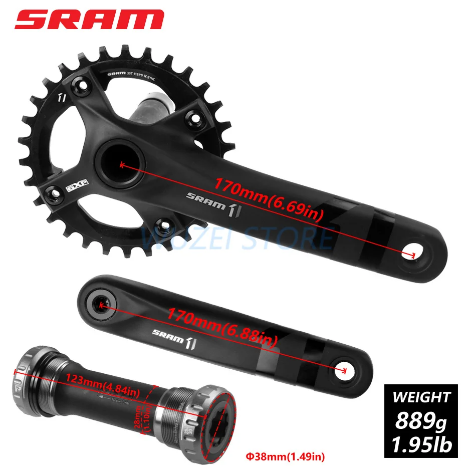 SRAM FC X1 1000 жира GXP 94BCD mtb горный велосипедный шатун со звездочкой 11 Скорость 30T 170/175 мм снегоход sprocketwheel оси велосипеда части