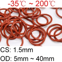 1050pcs red vmq silicone o ring cs 1 5mm od 5 40mm food grade waterproof washer rubber insulate round o shape seal gasket