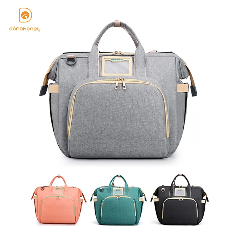 

3-in-1 Portable Tote Diaper Bag Crib Newborn Baby Care Nursing Maternity Diaper Mommy Bag with Changing Bed Nappy Organizer