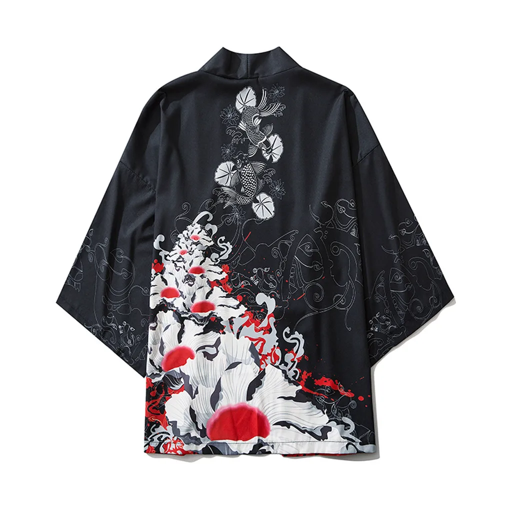 Camisa Masculina 2020 летнее японское кимоно с пятью точками мужская и женская накидка