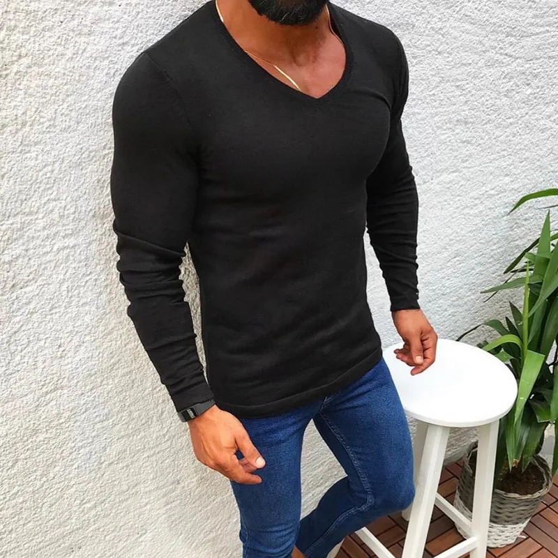 Мужские модные шерстяные вязаные пуловеры с v образным вырезом зимние теплые