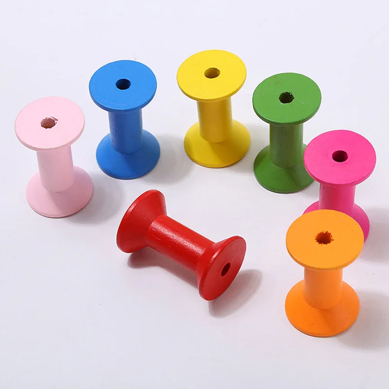 10pcs Wooden Bobbins Spools Reels Empty Organizer For Sewing Ribbons Twine Wood Crafts Tools Thread Wire |
