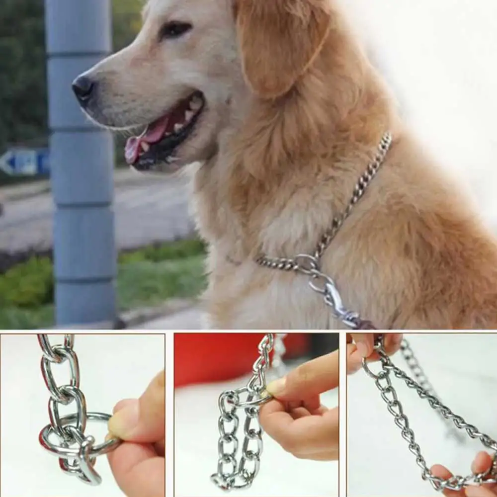 Регулируемый ошейник для собак металлическая цепь из нержавеющей стали