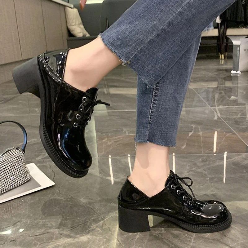 Lucyever модные туфли-лодочки на квадратном каблуке со шнуровкой женские офисные