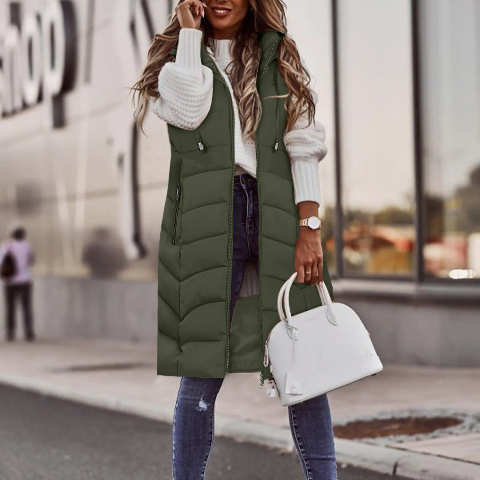 

Autumn Winter Cotton Sleeveless Vest Women Ladies Casual Waistcoat Female Long Vest Jacket Slim Fit Warm Puffer Parkas Coat 4