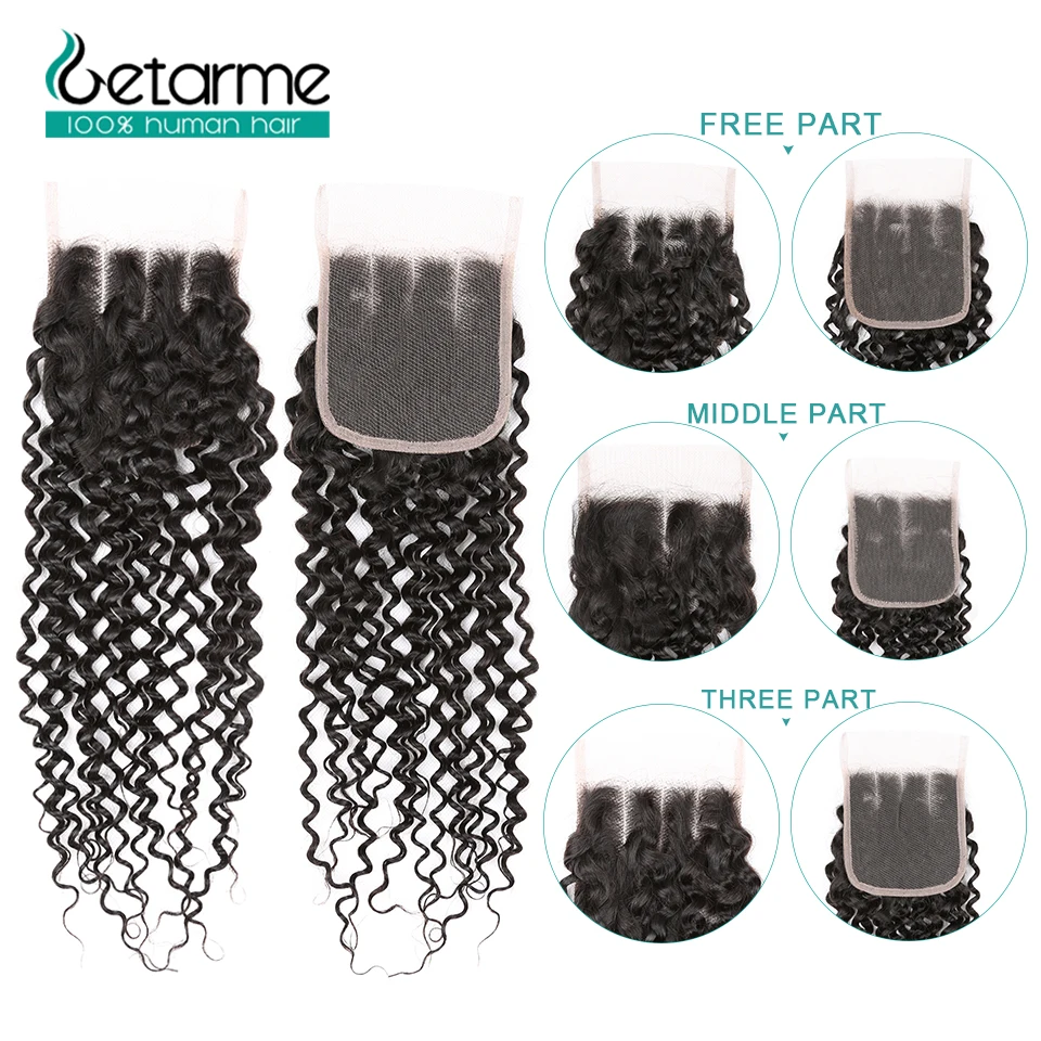 Малазийские пряди человеческих волос с застежкой кудрявые волосы Remy 4x4 кружевной