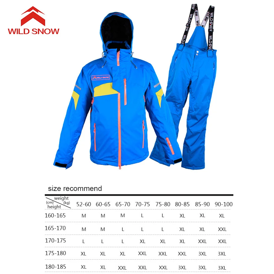 Профессиональный лыжный костюм Wild Snow водонепроницаемый ветрозащитный для зимы