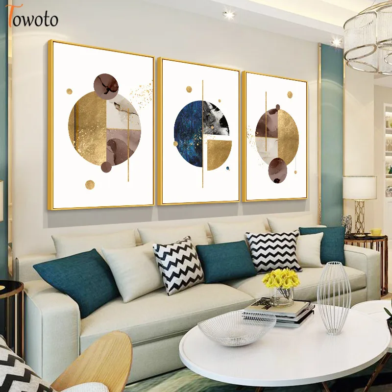 Современный геометрический настенный плакат из золотой фольги декоративная