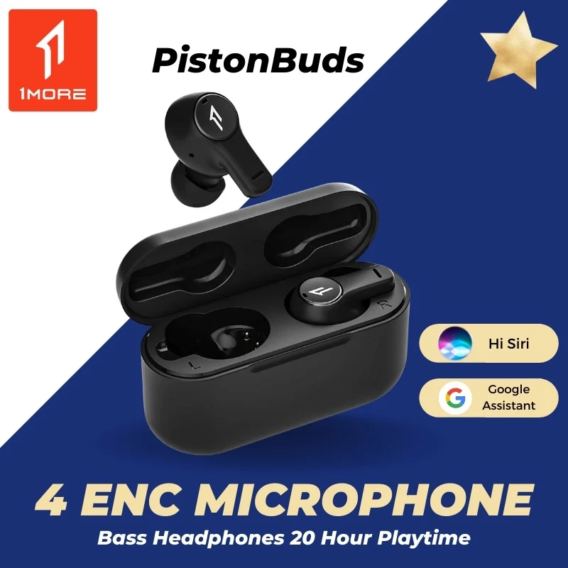 Enlarge 1MORE PistonBuds Tws True Wireless Headphones Bluetooth 5.0 4 Mic Bass Earbuds 550mAh TouchControl Headphones for Android IOS