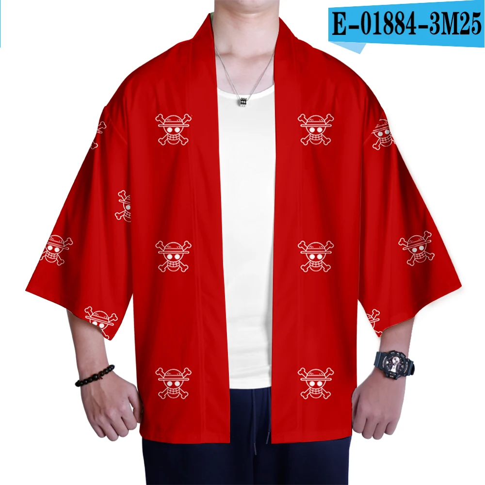One Piece Japanese Kimono new print Luffy Cardigan Cosplay Shirt Summer Kawai One Piece Kimono cardigan samurai costume clothing - Цвет: Золотой