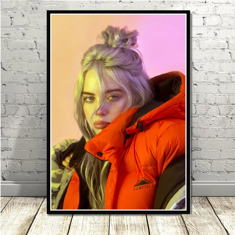 Горячая Billie Eilish музыкальная певица поп-звезда плакаты и принты картины на стене холст живопись декоративная домашний декор Куадрос - Цвет: 12