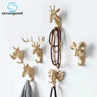 Крючки для подвешивания Strongwell, в скандинавском стиле, золотые, с изображением животных, крепкие бесшовные крючков, вешалки для ключей, Настенный декор, украшение для дома