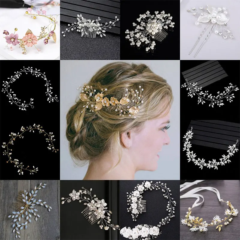 Свадебные аксессуары для волос ручной работы с кристаллами и искусственным