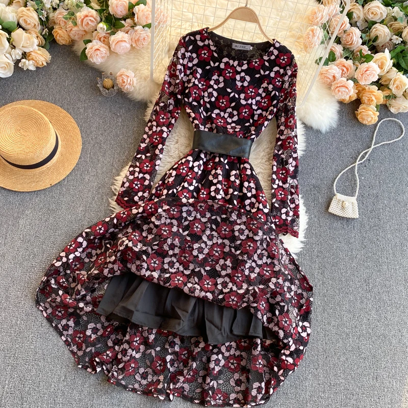 

and summer 2021 light sense of luxury senior white gauze dress lace embroidery heavy dress hook flower woman flavour