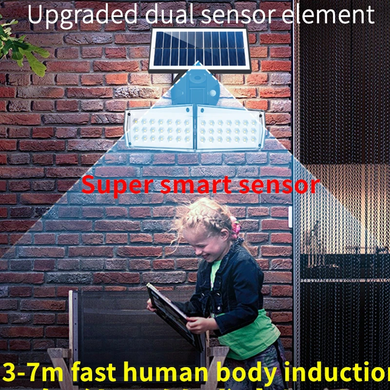 Мощная светодиодная настенная лампа на солнечной батарее умный ночник с