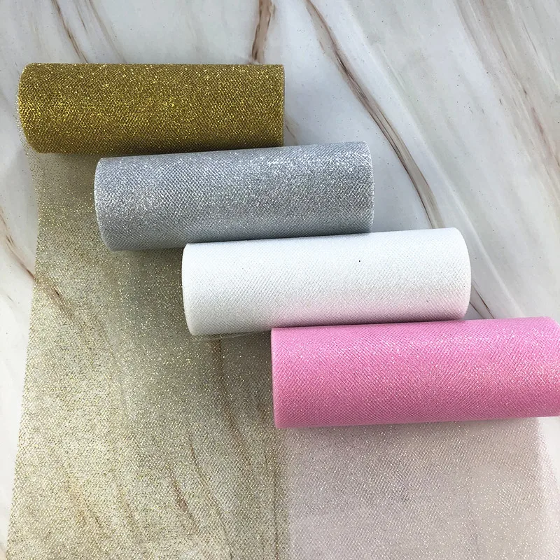 

10Yards 15cm Glitter Tulle Rolls Glitter Sequin Tulle Mesh Baby Shower Skirt Organza Table Runner Wedding Party Decoration