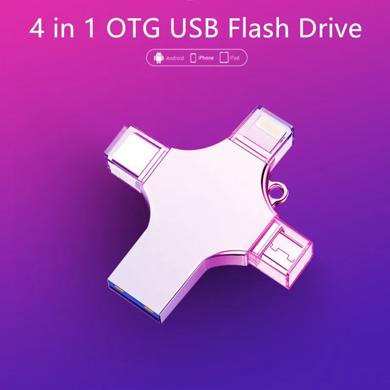 

4 in 1 OTG USB Flash Drive Type C Pen Drive 128GB 64GB 32GB 16GB 8GB cle usb 3.0 Pendrive for iOS/Android/PC