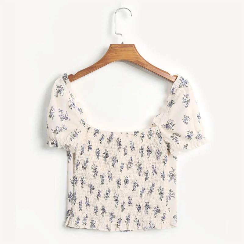 Женская летняя рубашка Повседневная Облегающая с цветочным принтом и