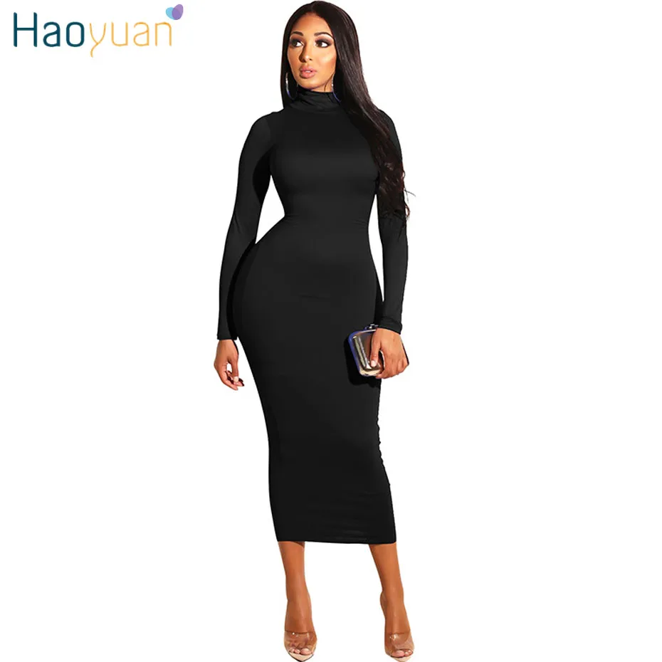 Женское платье миди с длинным рукавом и высоким воротником|Женские платья| |