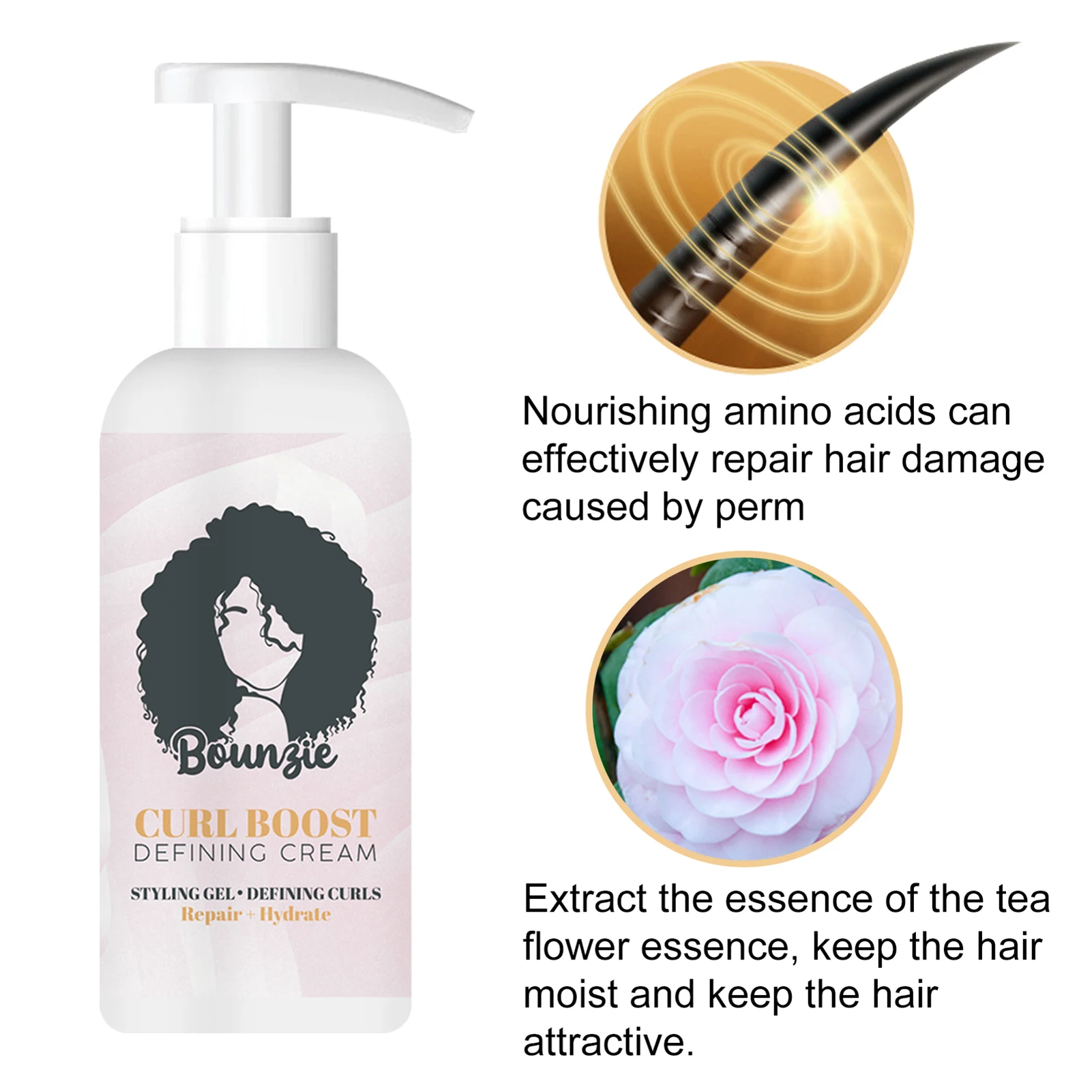 

50ml Curl Defining Boost Cream Elastin Curly Hair Moisturizing Styling Repair Curling Essence Hair Care For Salon Supply