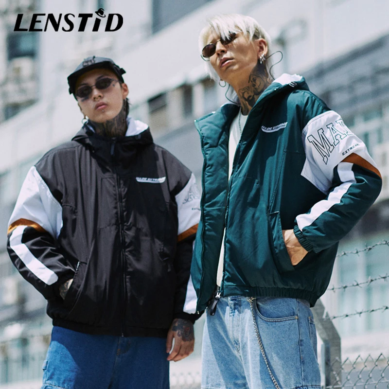 LENSTID 2019 хип хоп цветная куртка с капюшоном парка Harajuku уличная Мужская ветровка