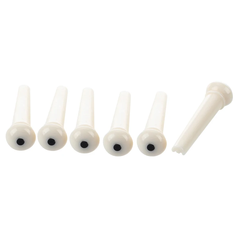 

6 Ivory acoustic guitar bridge pin black dot inlays